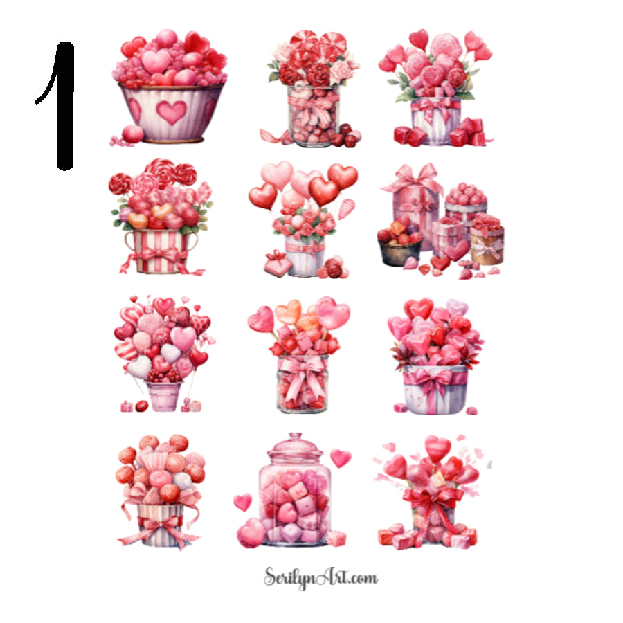 Valentines Candy Sticker Sheet