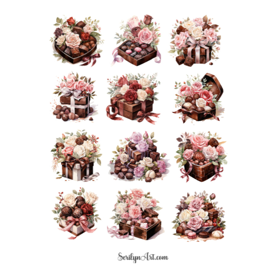 Valentines Chocolates Sticker Sheet