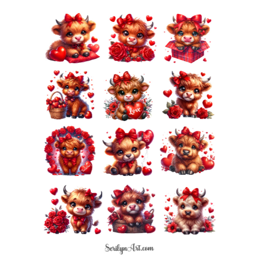 Valentine Cows Sticker Sheet