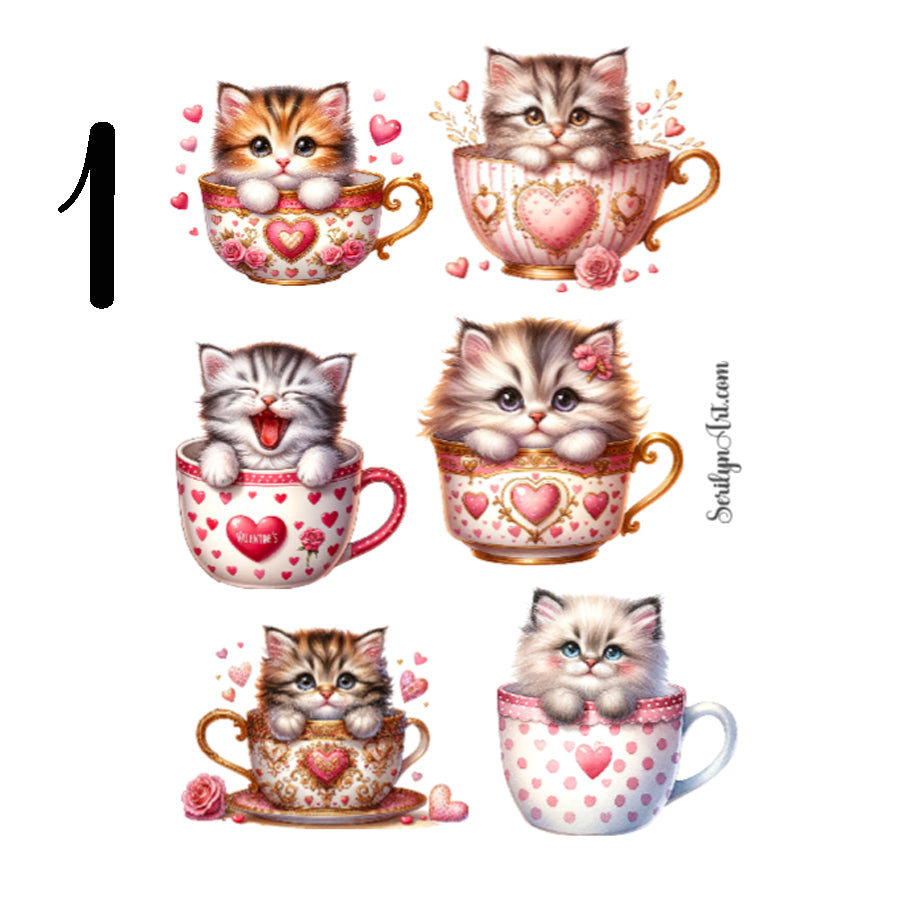 Valentine Kittens Sticker Sheet