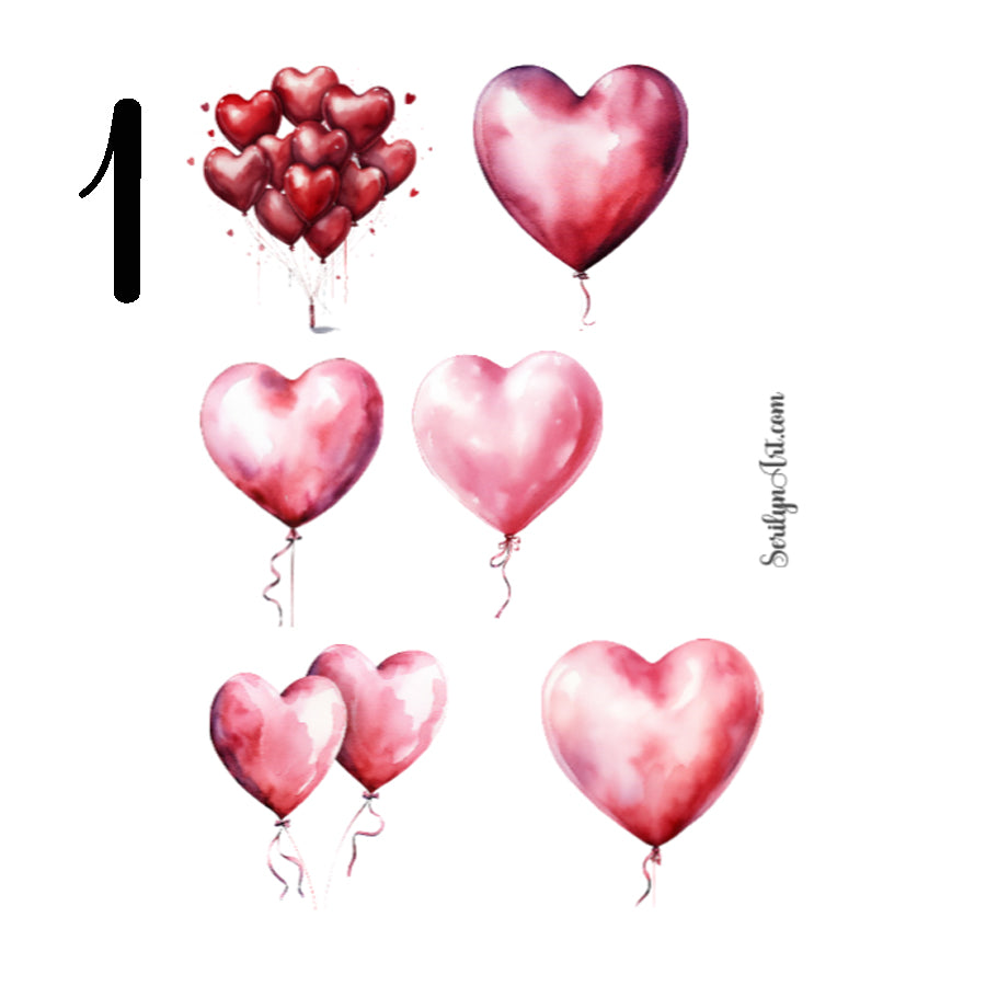Valentines Balloons Sticker Sheet