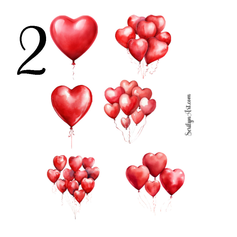 Valentines Balloons Sticker Sheet