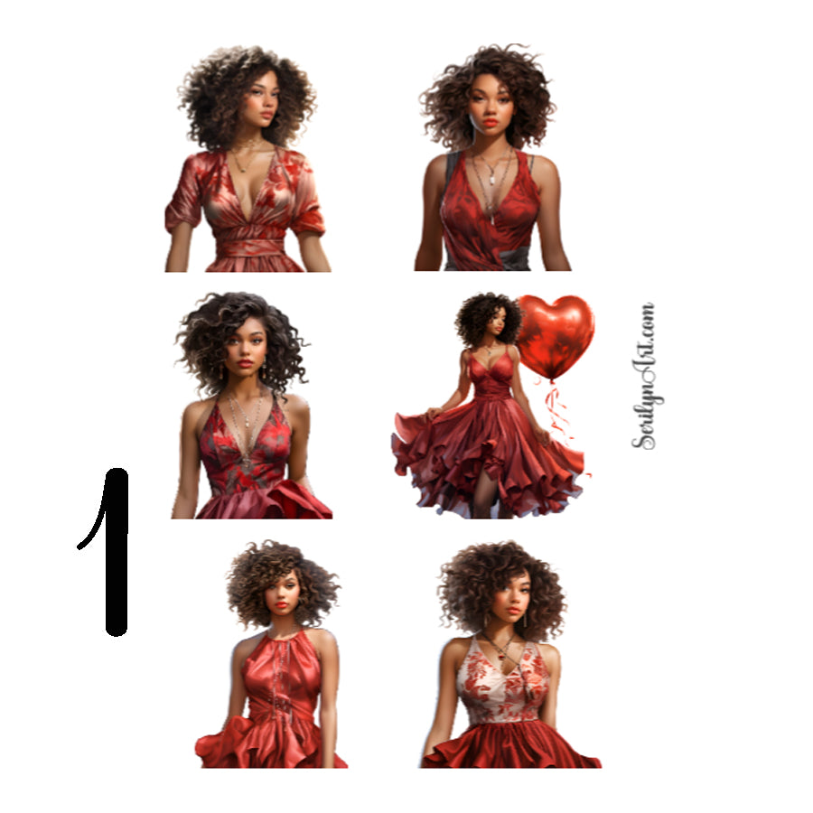 Valentines Girls Sticker Sheet