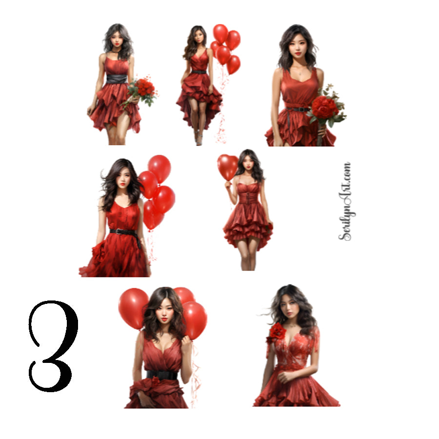 Valentines Girls Sticker Sheet