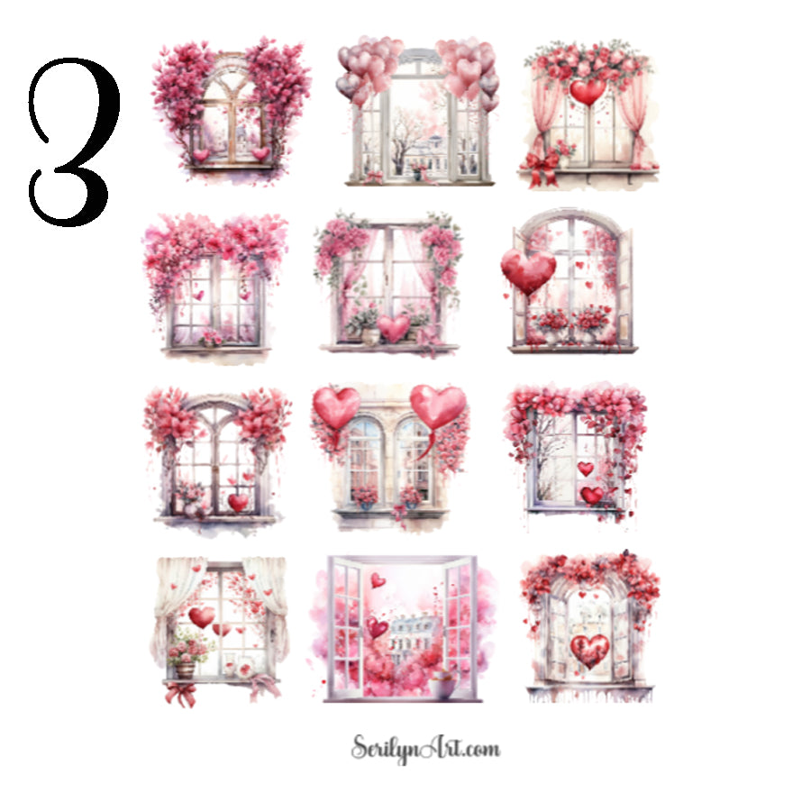 Valentine Windows Sticker Sheet