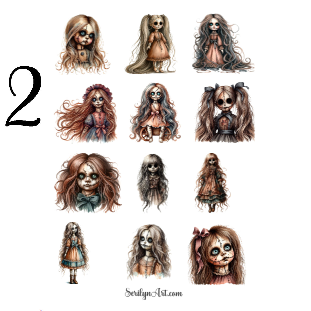 Victorian Creepy Dolls Sticker Sheet