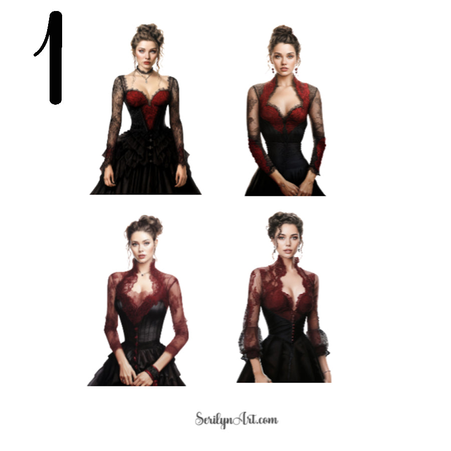 Vintage Gothic Girls Sticker Sheet