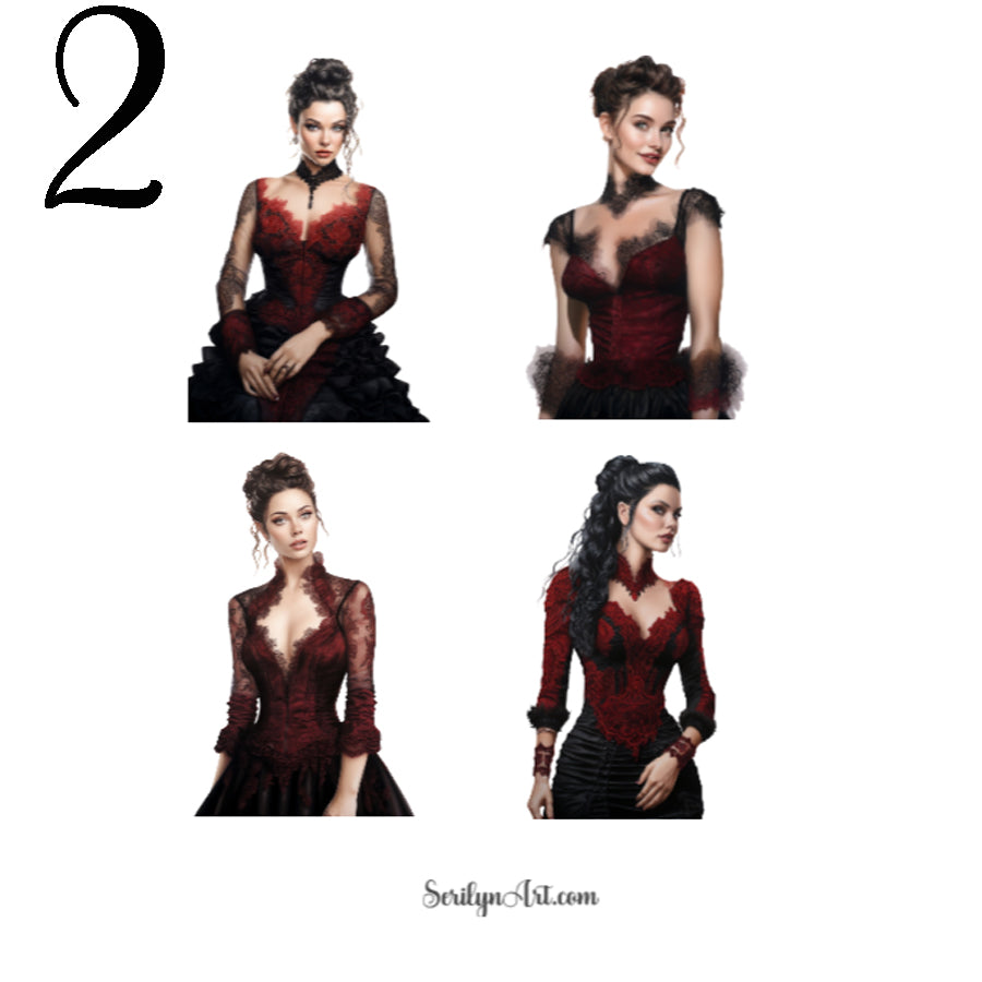 Vintage Gothic Girls Sticker Sheet