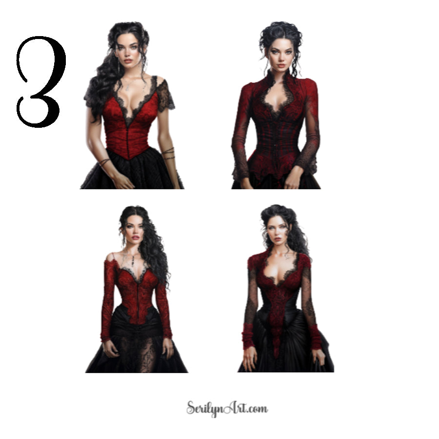 Vintage Gothic Girls Sticker Sheet