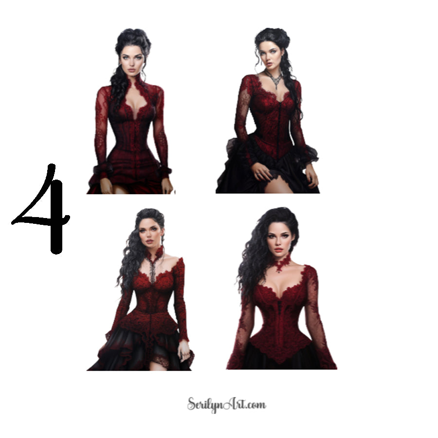 Vintage Gothic Girls Sticker Sheet