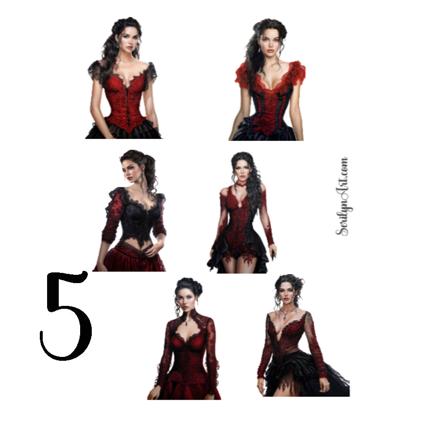 Vintage Gothic Girls Sticker Sheet