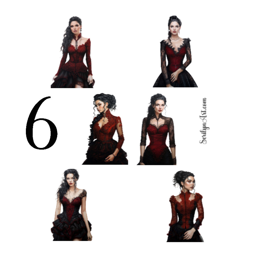 Vintage Gothic Girls Sticker Sheet