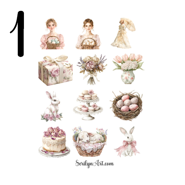 Vintage Lace Easter Sticker Sheet