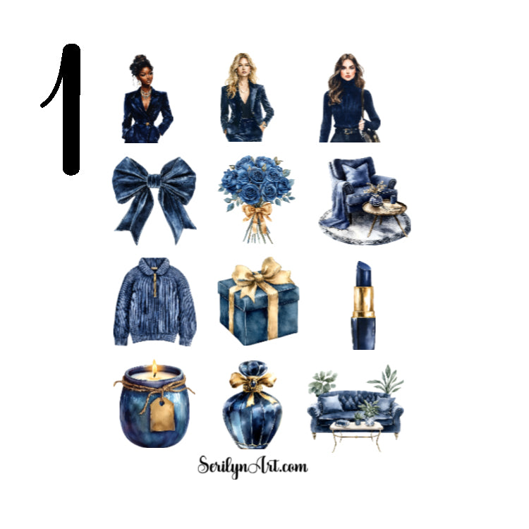 Vintage Velvet Blue Sticker Sheet