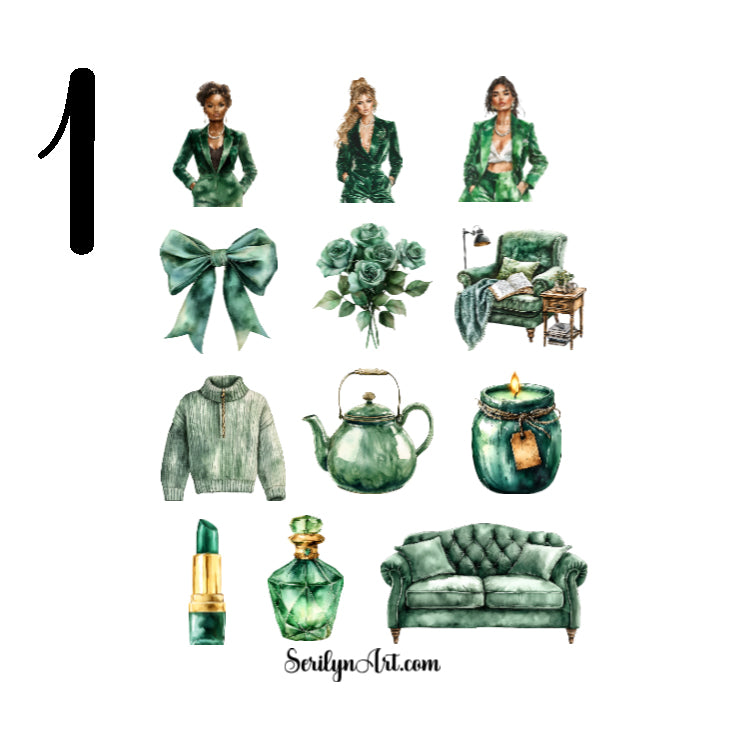 Vintage Velvet Green Sticker Sheet