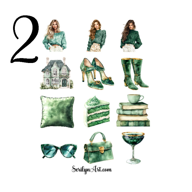 Vintage Velvet Green Sticker Sheet