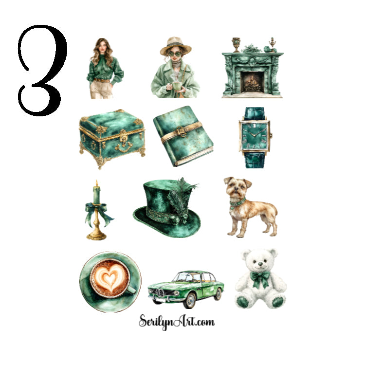 Vintage Velvet Green Sticker Sheet