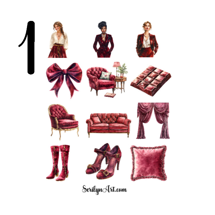 Vintage Velvet Red Sticker Sheet