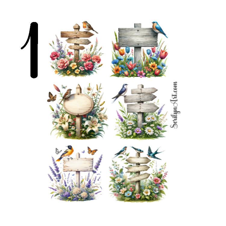 Watercolor Garden Signs Sticker Sheet