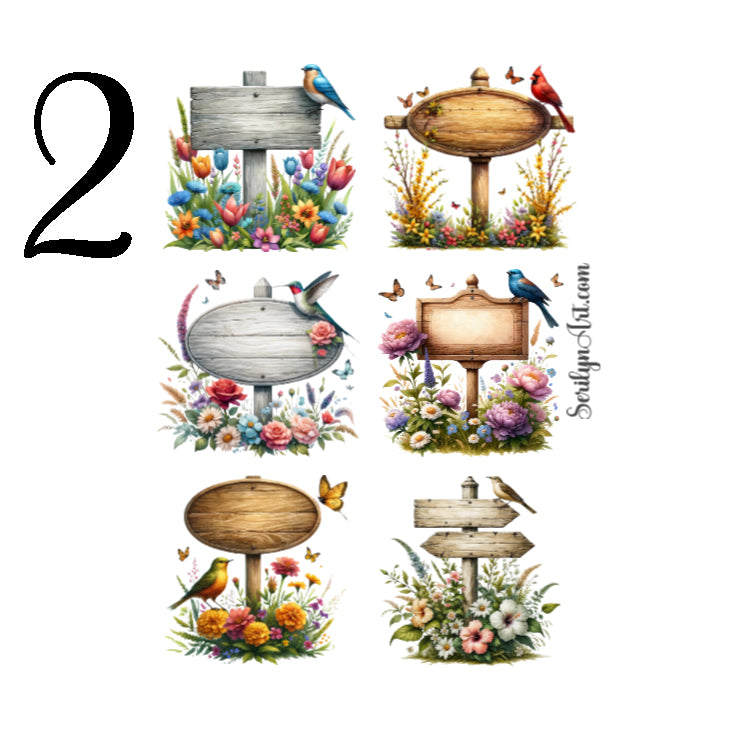 Watercolor Garden Signs Sticker Sheet