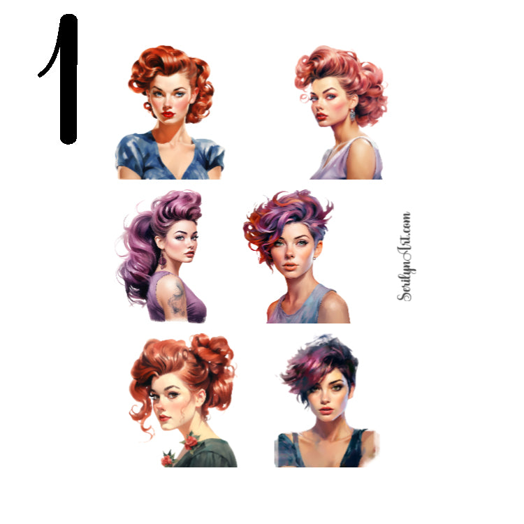 Watercolor Hairstyles Sticker Sheet