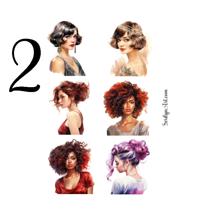 Watercolor Hairstyles Sticker Sheet