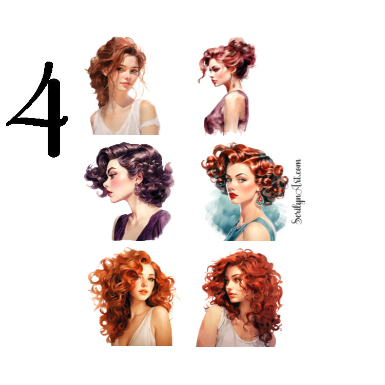 Watercolor Hairstyles Sticker Sheet