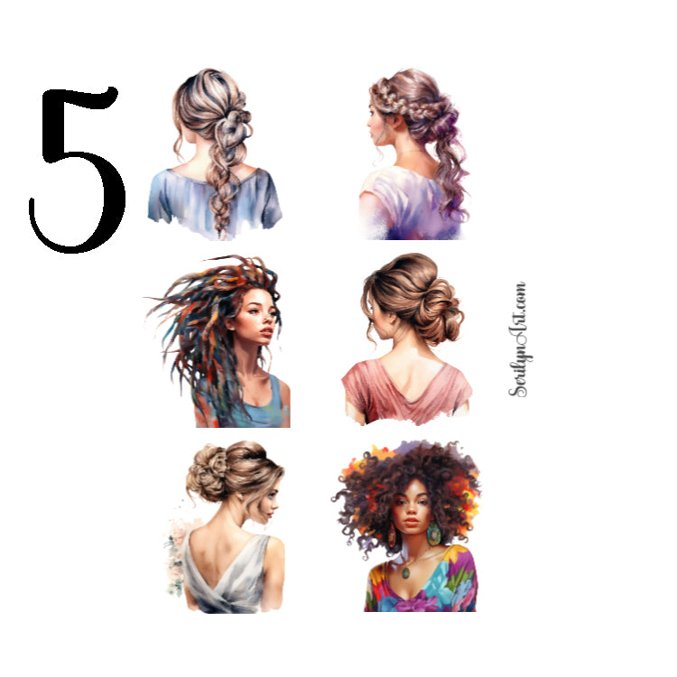 Watercolor Hairstyles Sticker Sheet