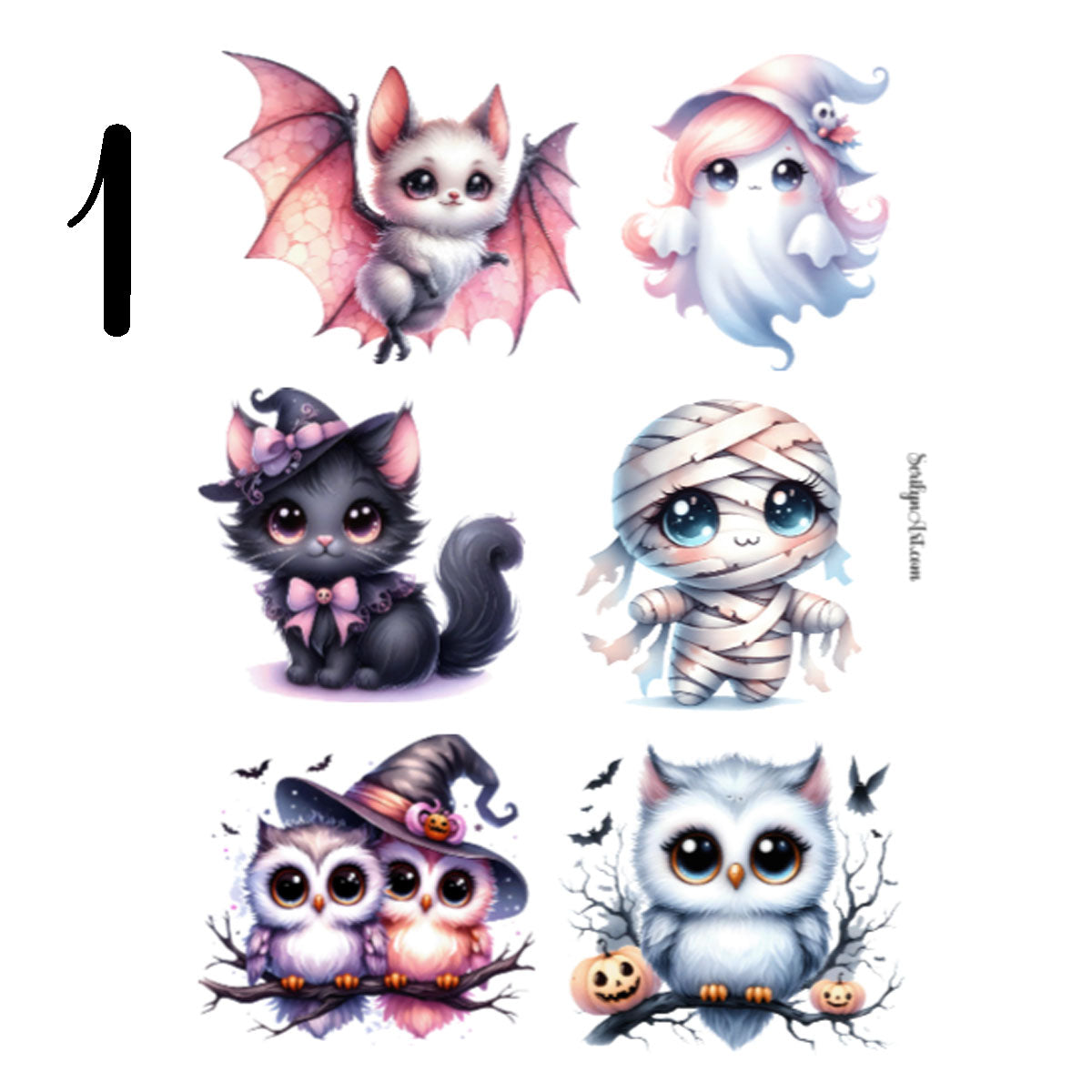 Watercolor Halloween Sticker Sheet