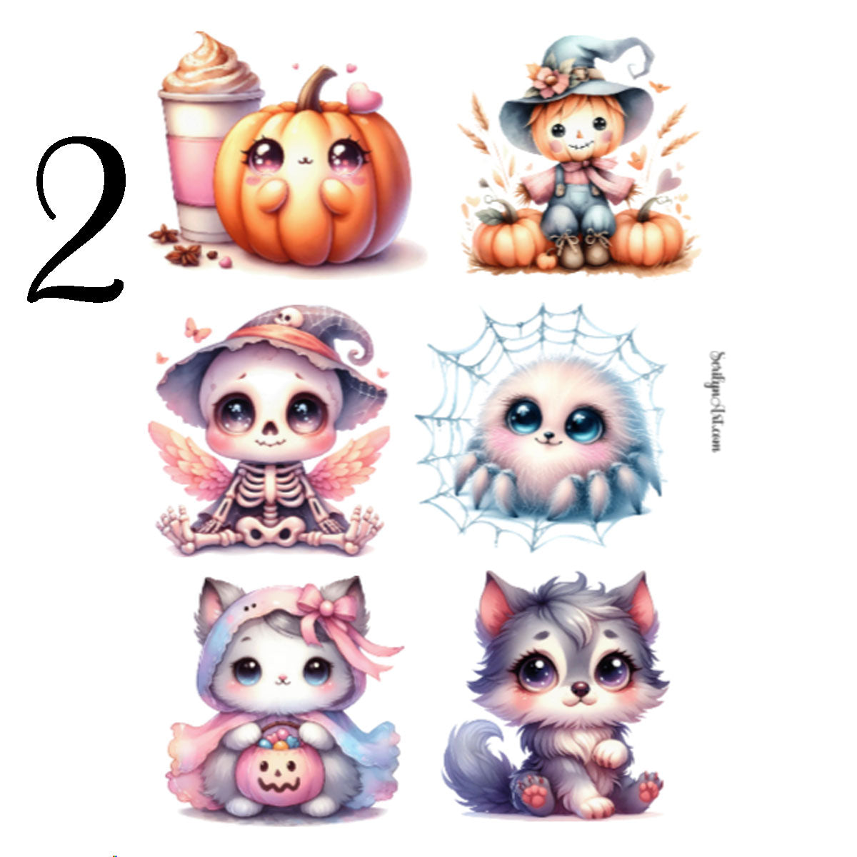 Watercolor Halloween Sticker Sheet