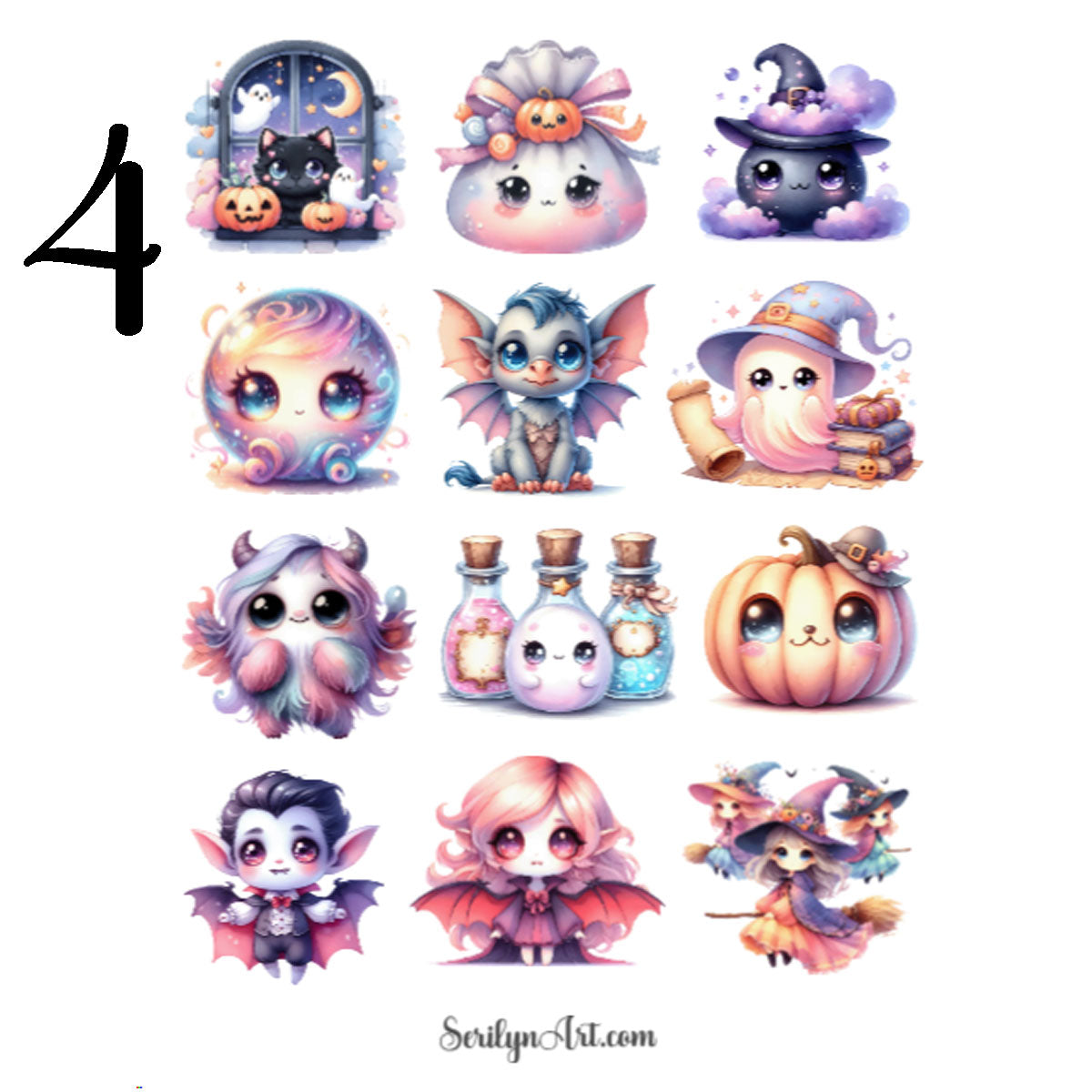 Watercolor Halloween Sticker Sheet