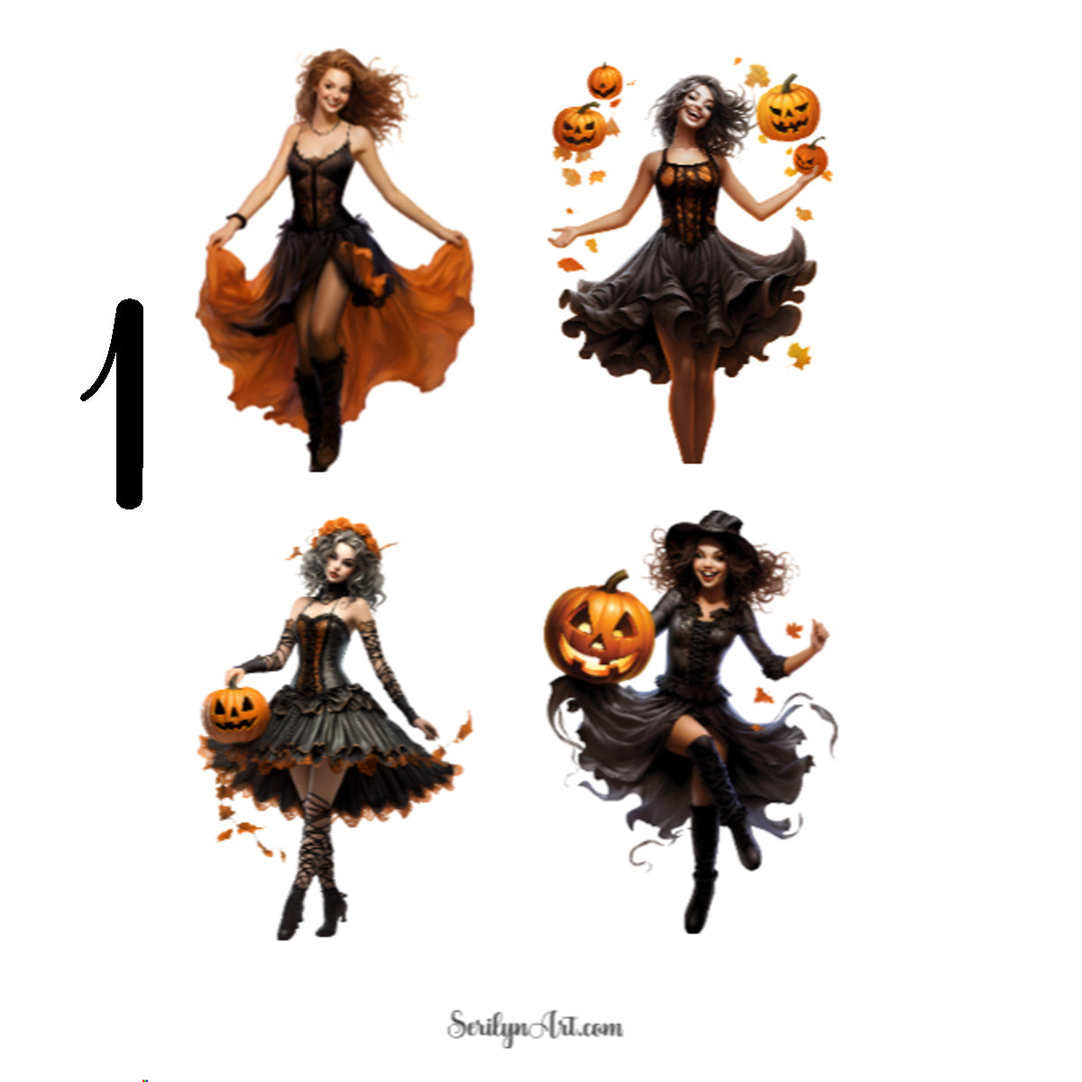 Watercolor Halloween Girls Sticker Sheet
