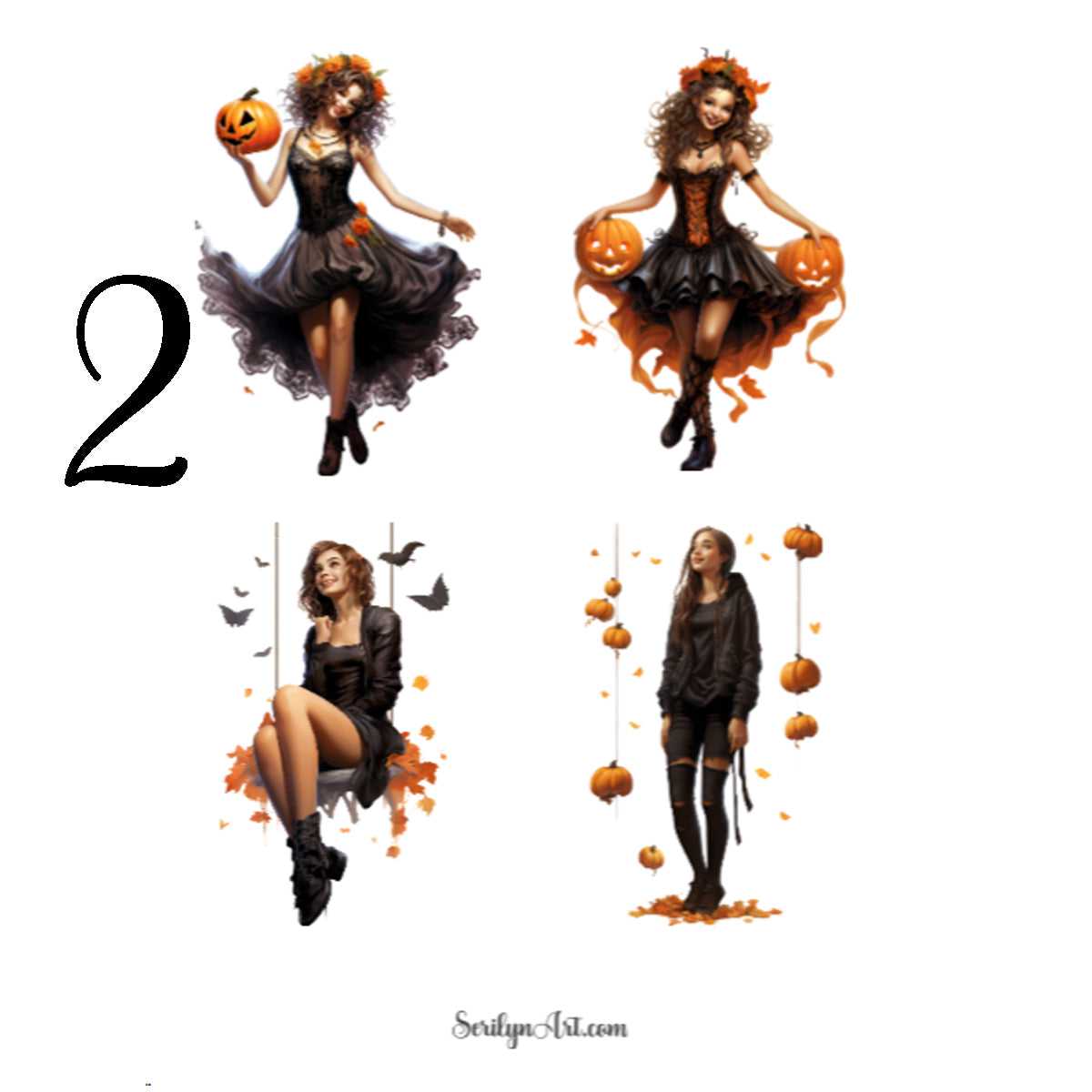 Watercolor Halloween Girls Sticker Sheet
