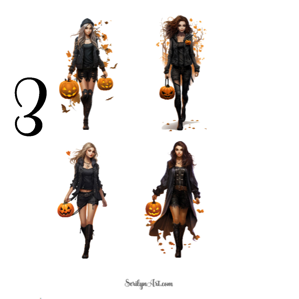 Watercolor Halloween Girls Sticker Sheet