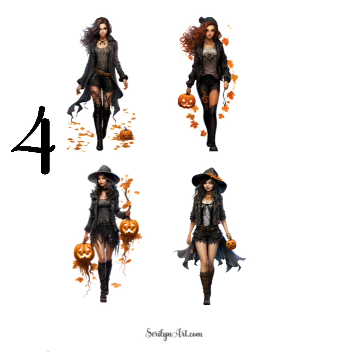 Watercolor Halloween Girls Sticker Sheet