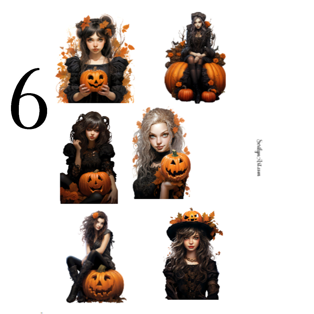 Watercolor Halloween Girls Sticker Sheet