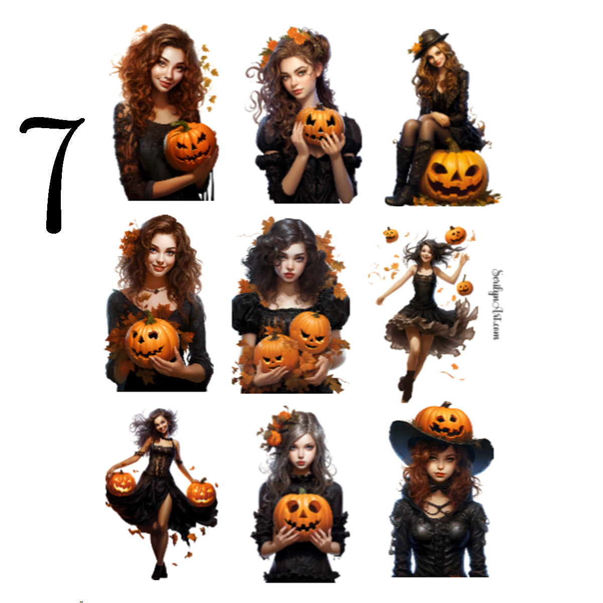 Watercolor Halloween Girls Sticker Sheet