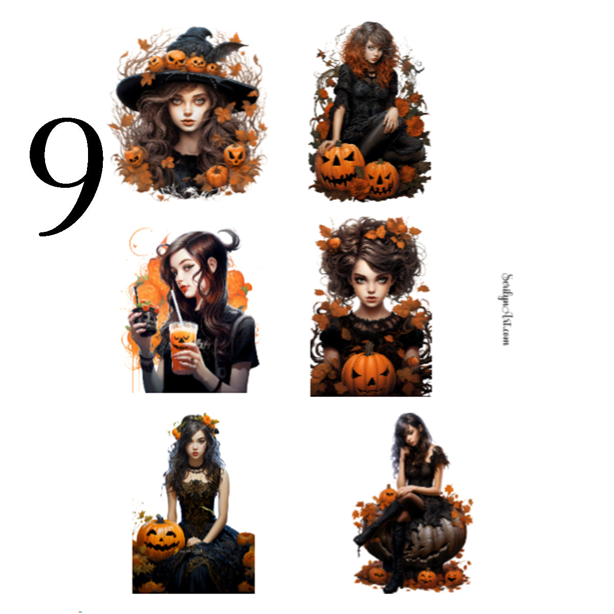 Watercolor Halloween Girls Sticker Sheet