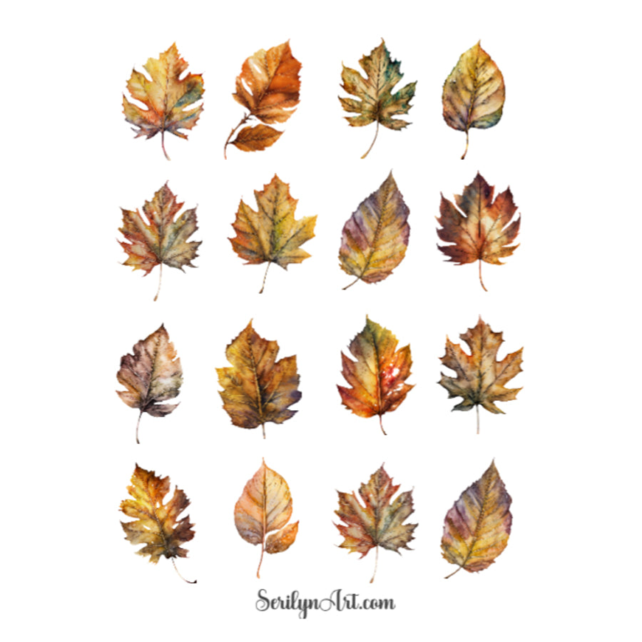 Watercolor Leaves Sticker Sheet