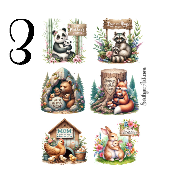 Watercolor Mothers Day Animals Sticker Sheet