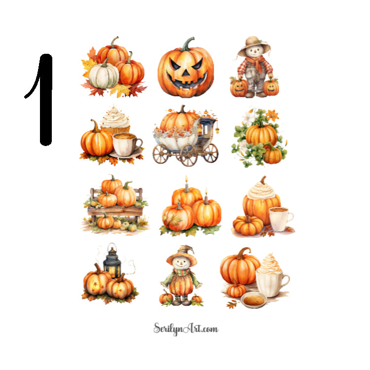 Watercolor Pumpkins Sticker Sheet