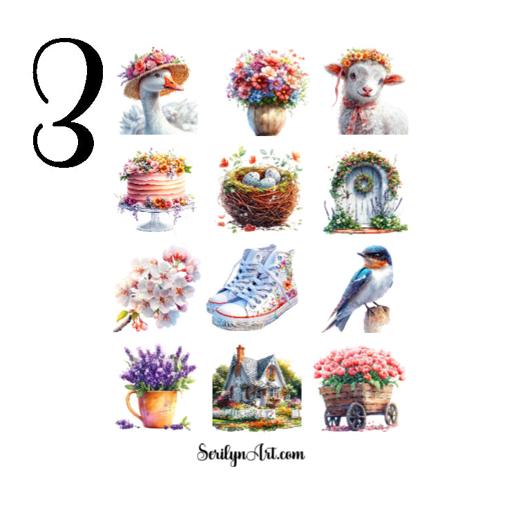 Watercolor Spring Cottage Sticker Sheet