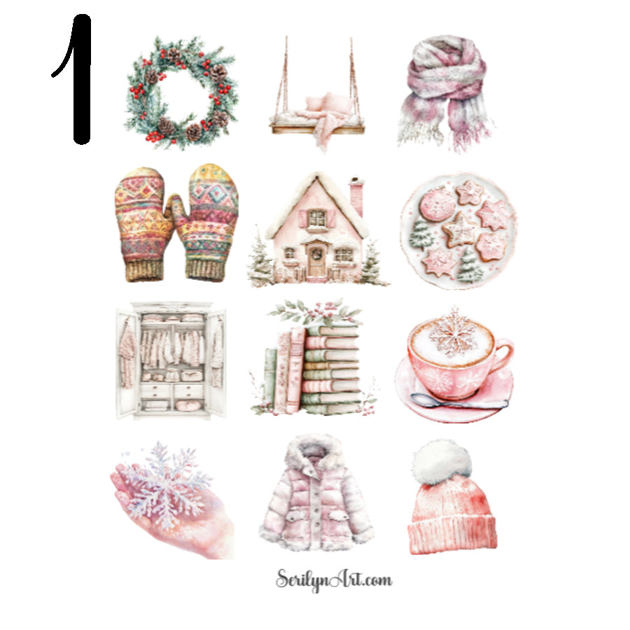 Watercolor Winter Sticker Sheet