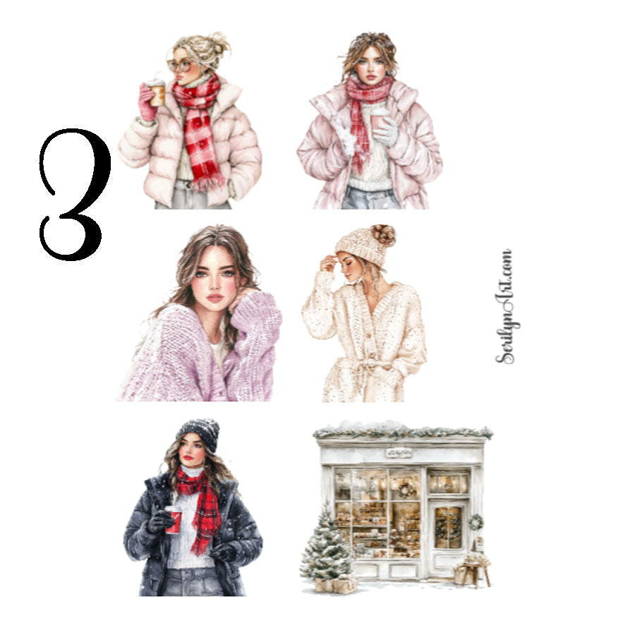 Watercolor Winter Sticker Sheet