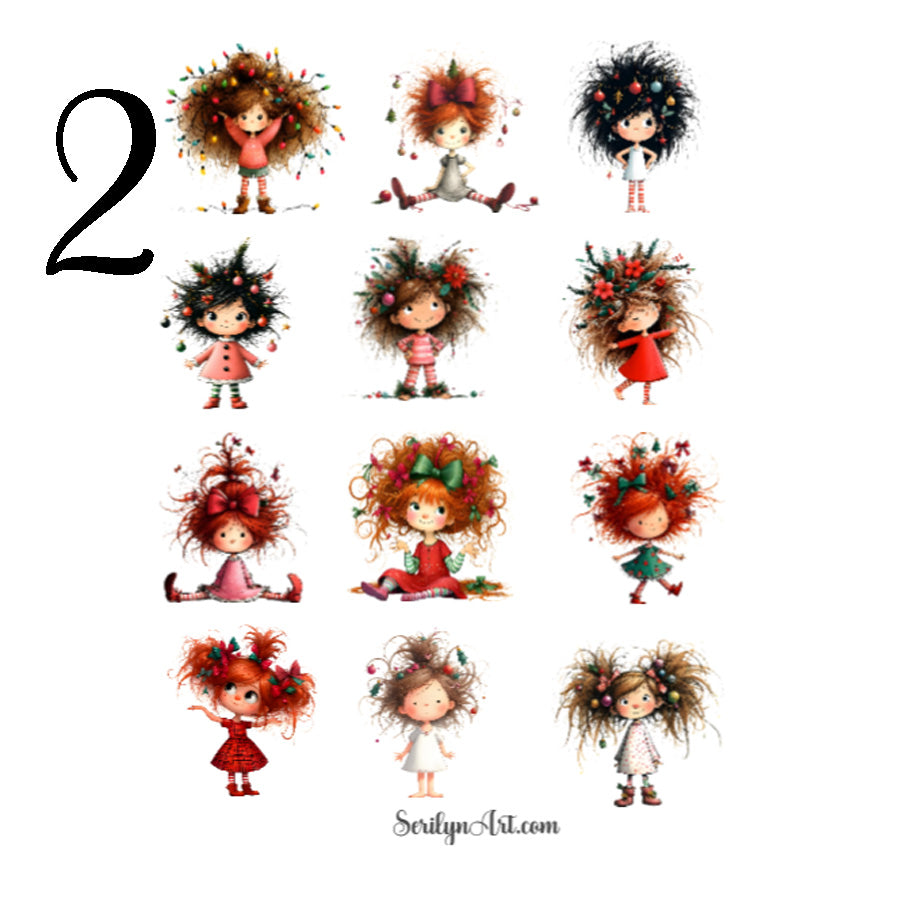 Whimsical Christmas Girls Sticker Sheet