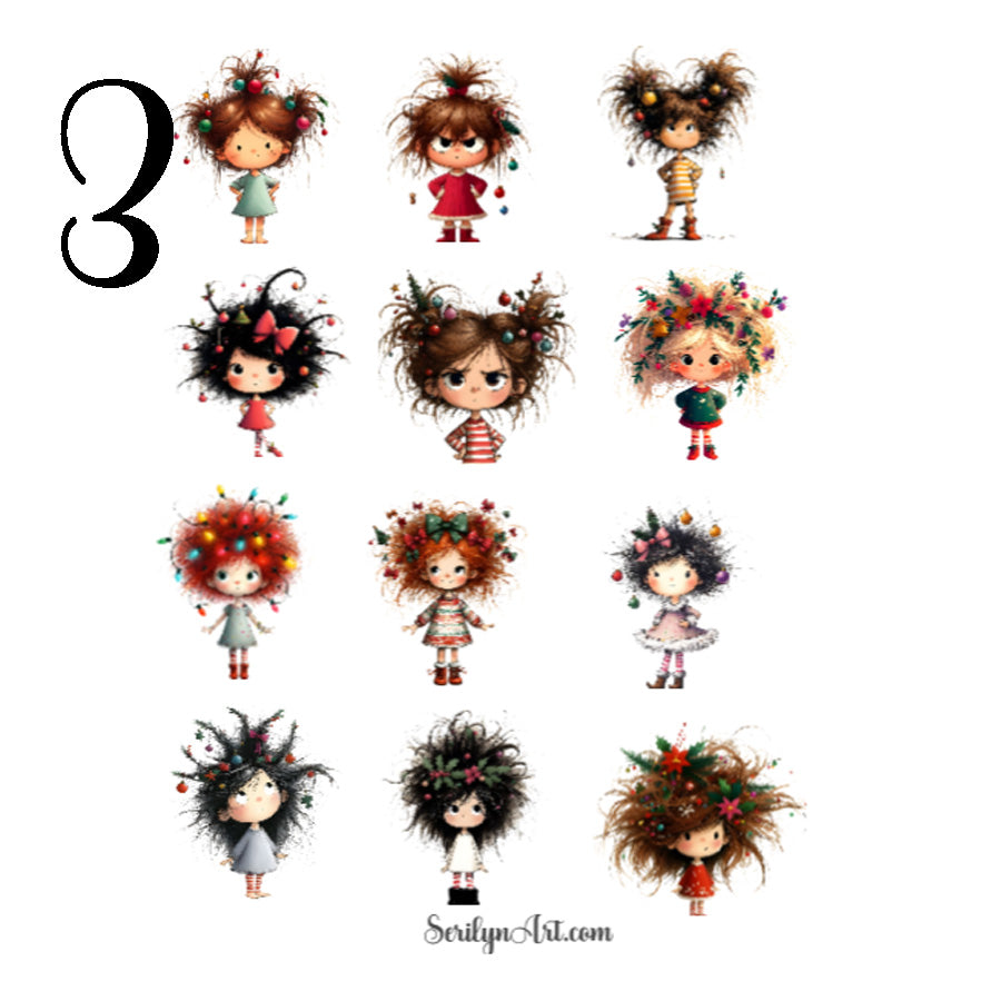 Whimsical Christmas Girls Sticker Sheet