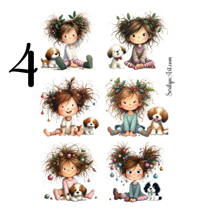 Whimsical Christmas Girls Sticker Sheet