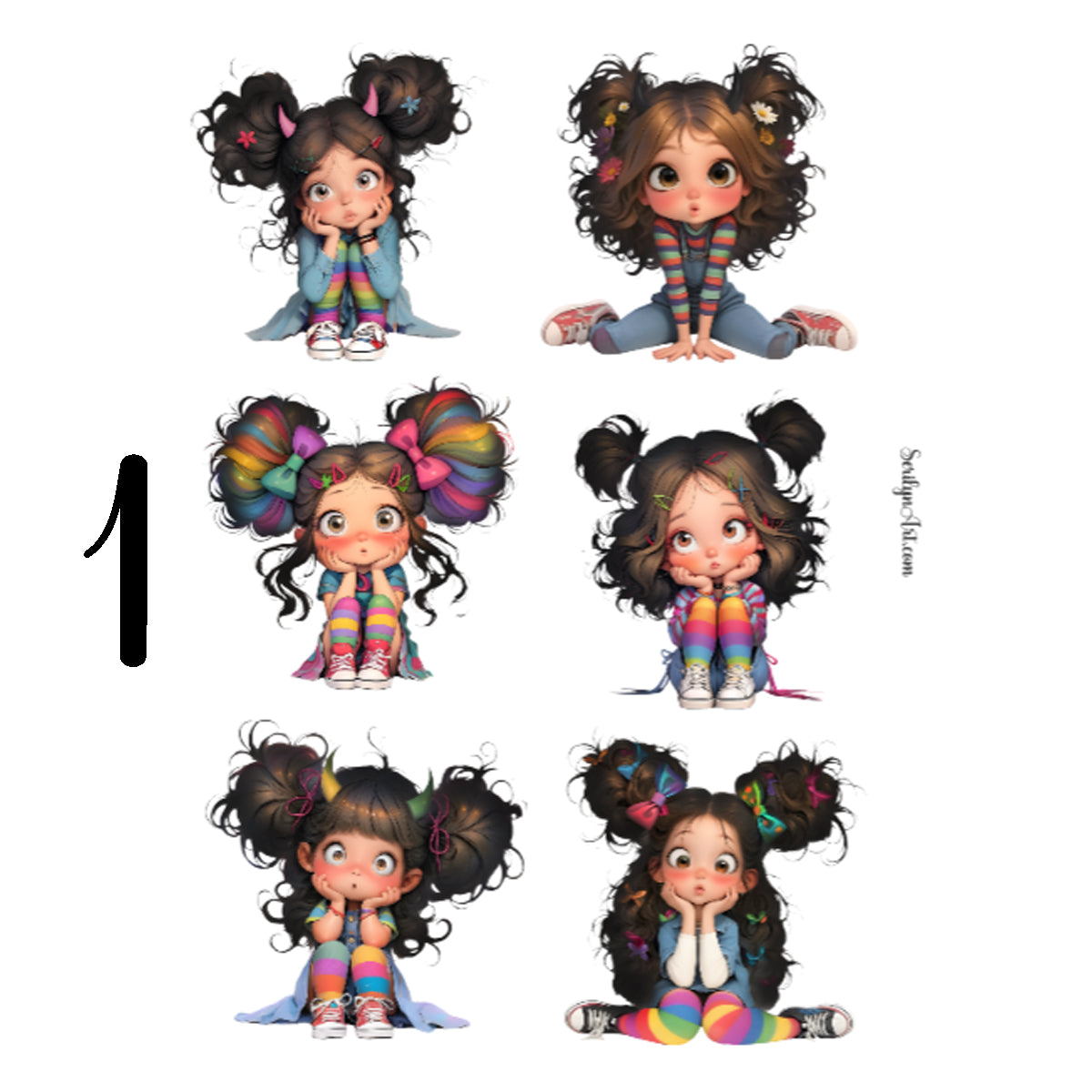 Whimsical Girls Sticker Sheet