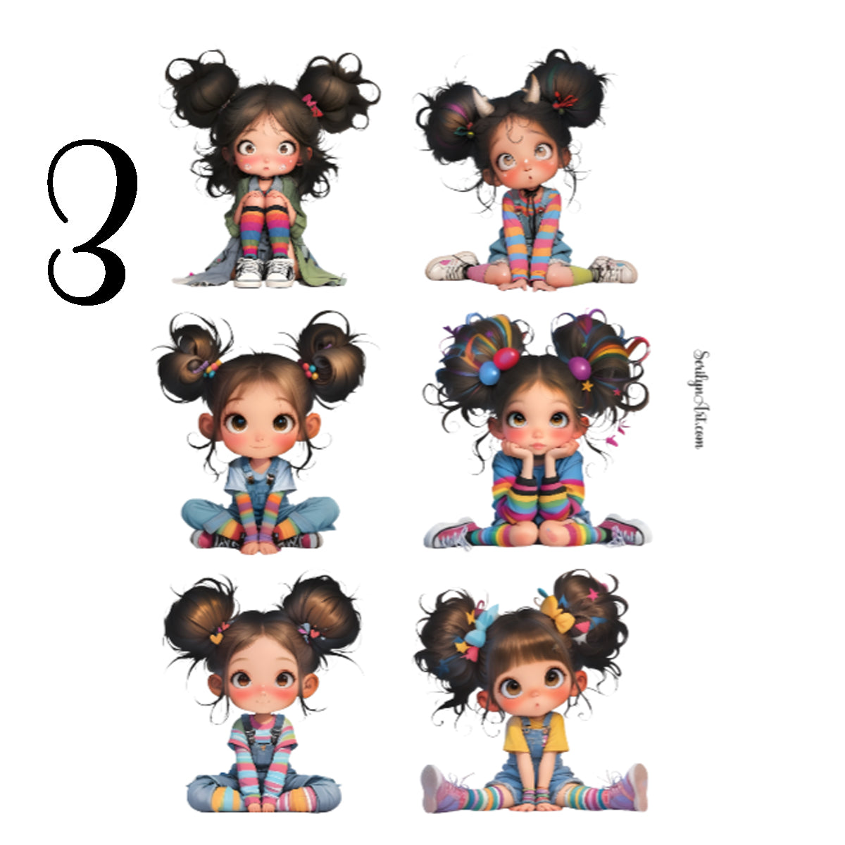 Whimsical Girls Sticker Sheet