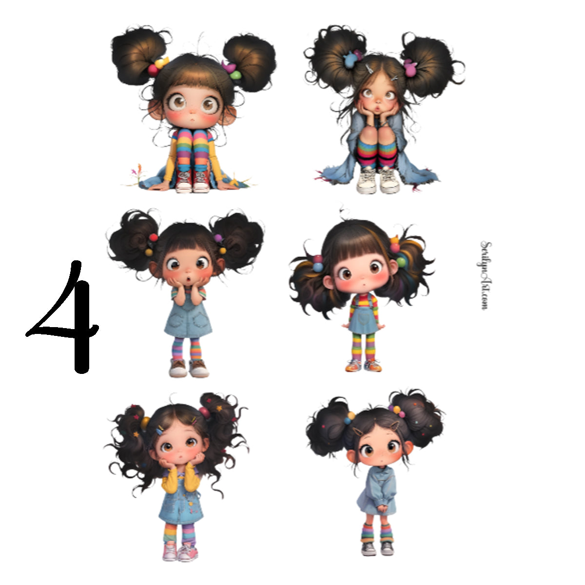 Whimsical Girls Sticker Sheet